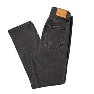Denim Forum Arlo High Rise Straight Leg Jeans Faded Black Size 25 28L Button Fly
